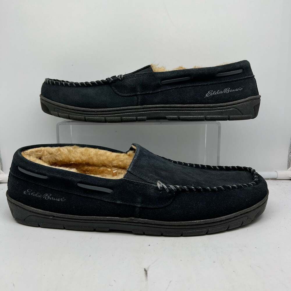 Eddie Bauer Suede Memory Foam Slippers Mens XXL 13 Blue West Haven